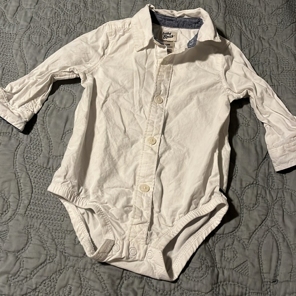 OshKosh B'gosh 12M White Button Down Dress Shirt Bodysuit